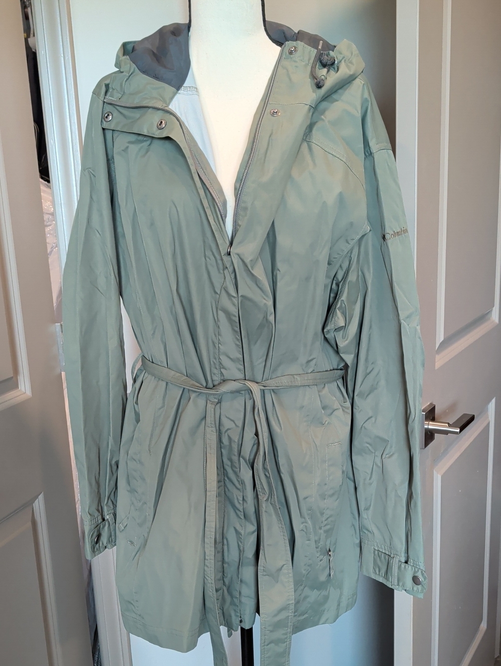 Columbia Women's Sage Green Hooded Trench Coat